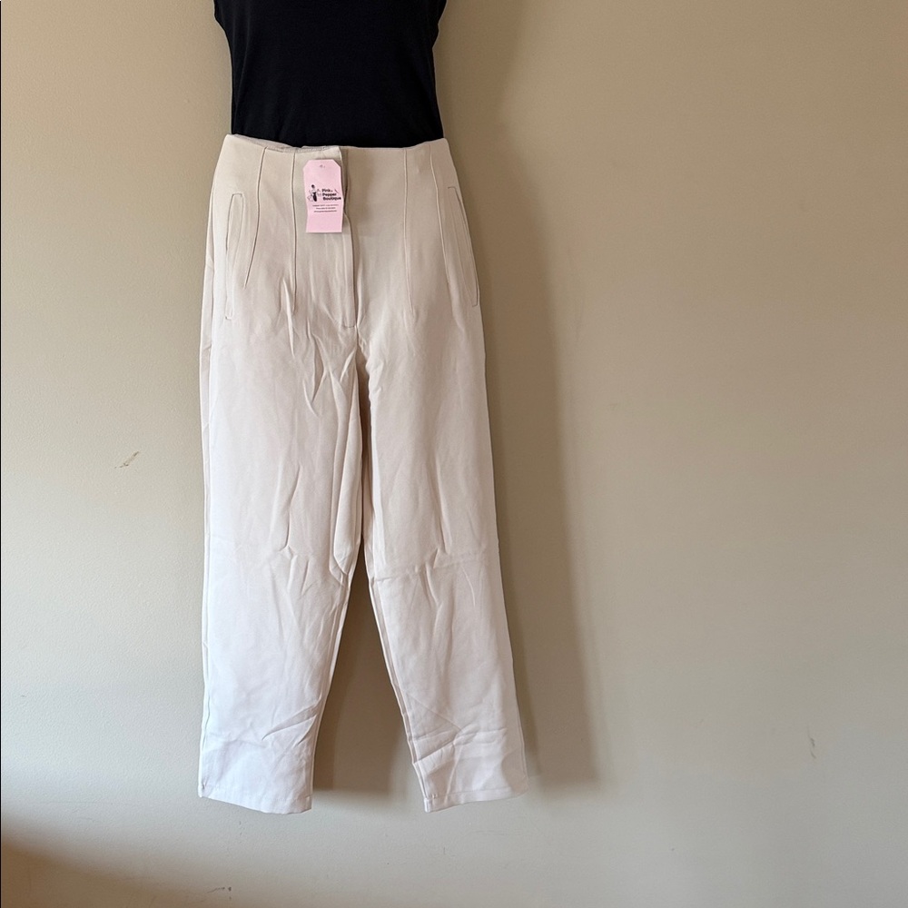 Women's Cream High-Waist Tailored Jumpsuit